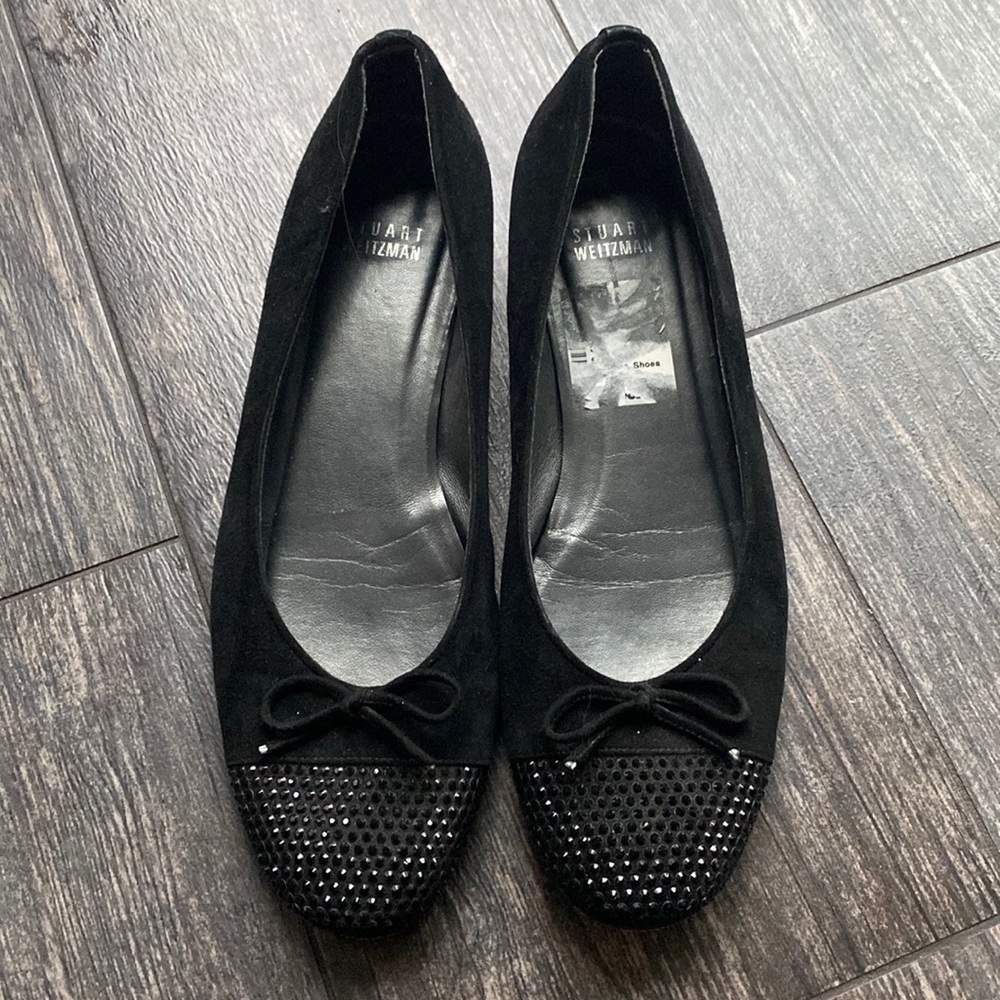 Stuart Weitzman Suede bejeweled ballet flats Sz9.5